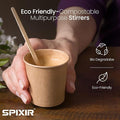 Disposable Drink Stirrers, Birch Wood Coffee Sticks, Round Ends, 5.5 Inch
