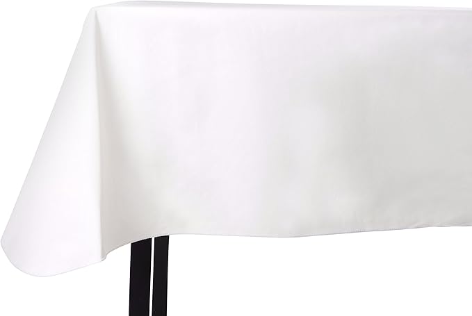 Vinyl Tablecloth in White, 52 x 90 Inch Rectangle, Water-Resistant