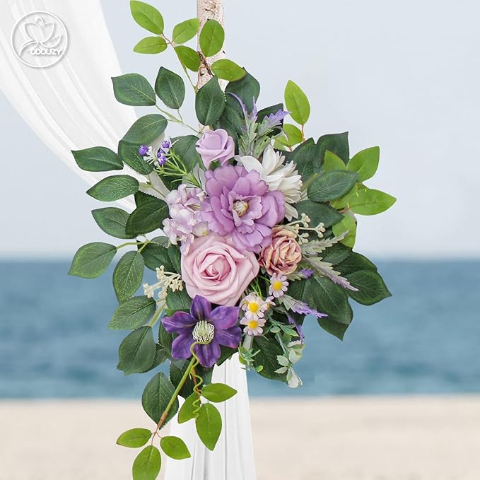 Artificial Wedding Arch Flowers, Silk and Foam, 2-Piece Set with 20 Stems