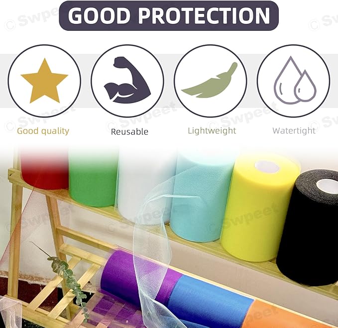 Swpeet 6 Inch by 100 Yards Royal Blue Tulle Fabric Roll, Fabric Spool Tulle Ribbon, Netting Polyester Spool Ideal for DIY Handmade Birthday Party Wedding Decorations Christmas Craft Supplies