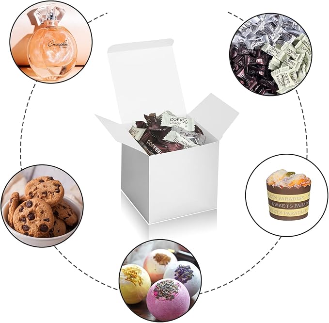 Gift Boxes with Lids, Silver 3x3x3 Inch Kraft Paper Favor Boxes, 50 Pack