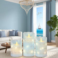 Nautical Flameless Candles with String Lights Flickering Battery – Blue
