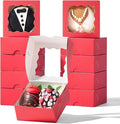 RomanticBaking 3 ¼" x 3 ¼" x 1 ½" 100PCS Chocolate Truffle Boxes for 4，Cookies Boxes Soap Boxes Donut Boxes Macaron Boxes Mini Bakery Boxes with Window Brownie Box