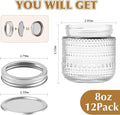 Mason Jars with Lids 12 Packs, 8 Oz