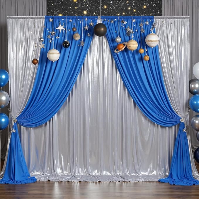 Backdrop Silver Sequin Party Decor, 4 Panels (5x10 ft Each)