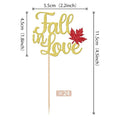 Fall in Love Cupcake Toppers Glitter Maple Leaf Fall Theme, 24 PCS