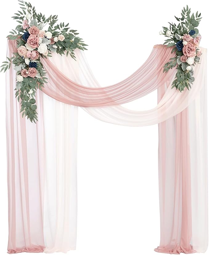 Artificial Flowers Wedding Arch Kit, Dusty Rose and Navy, 4-Piece
