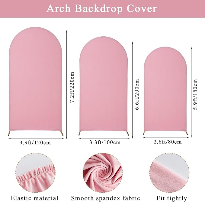 Background Support Equipment: Pink Metal Arches, Set of 3 with Fabric