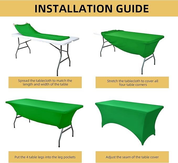 2-Pack 4ft Spandex Table Covers for Rectangular Folding Tables - Wrinkle Resistant Stretch Tight Table Cloths - Ultimate Fitted Table Protector for Parties, Banquet, and Wedding