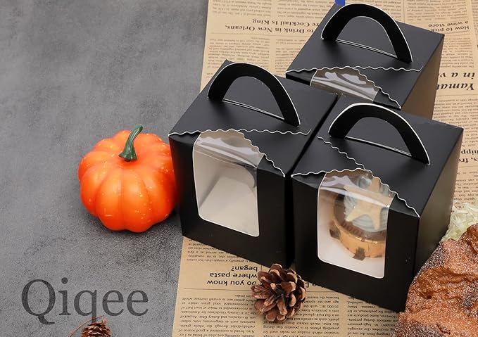 Cupcake Carriers 100 Black Boxes with 100 Holder Inserts