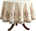 ISAENNE French Tablecloth for Round Tables,Linen Table Cloth with Colorful Flowers Pattern,Heavy Durable Table Cover for Dining Thanksgiving Kitchen Decor Party Christmas,Diameter 67"