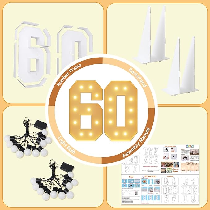 Event Party Supplies, 4 Ft Light Up Marquee Numbers, Foam Board