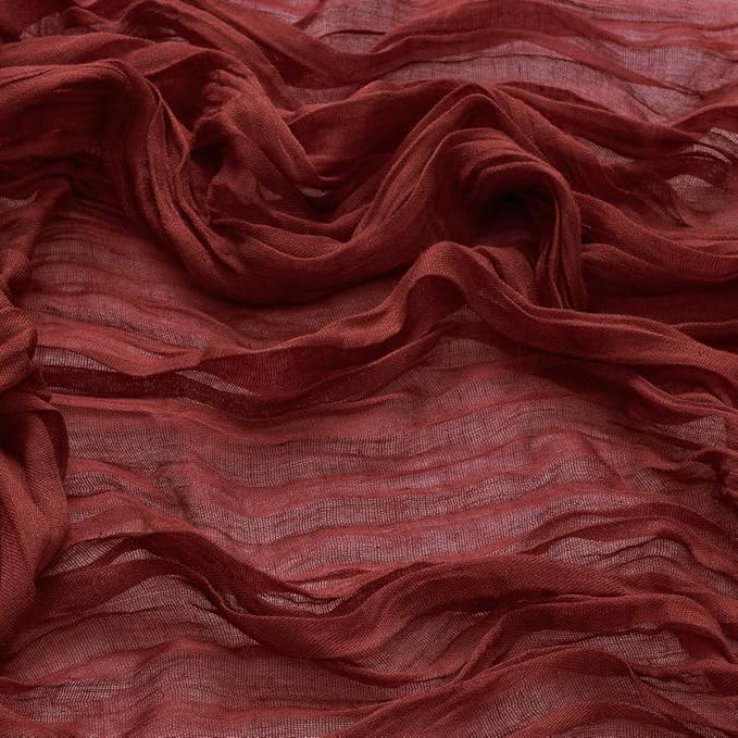 MLMW 6 Pack Christmas Table Runner Cheesecloth Burgundy Boho Cheese Cloth 160 inch Gauze Rustic Sheer Table Runner 13.3ft for Party Wedding Baby Bridal Shower Birthday