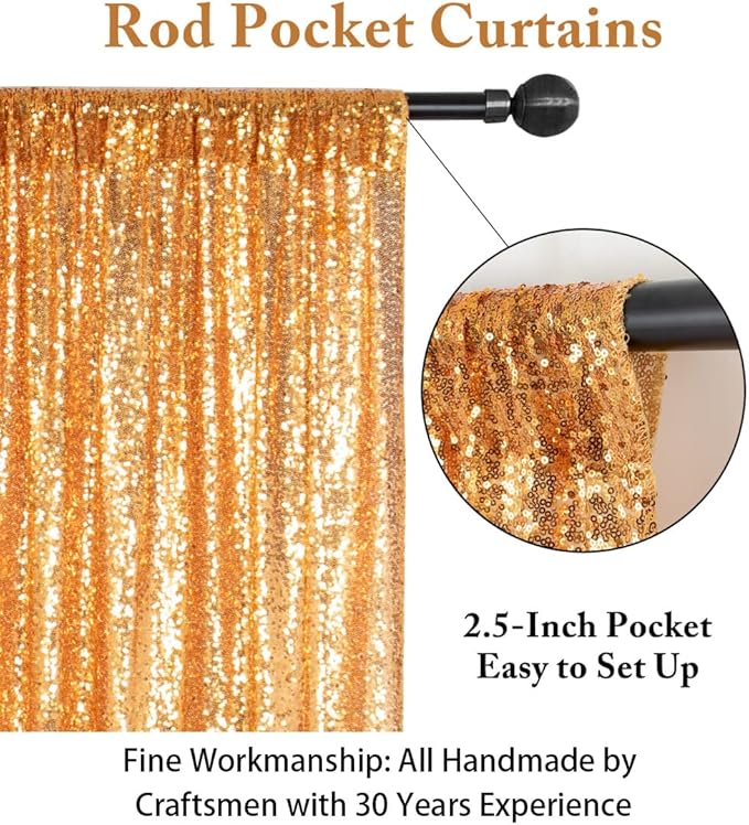 ShinyBeauty Sequin Curtain-Backdrop-5FTx10FT-Gold-Sequin Fabric Photo Booth Backdrop Glitter Backdrop Gold Photography Backdrop