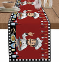Red Chef Gourmet Cotton Linen Table Runner for Dining Kitchen, Wedding Outdoor Party Tablerunners Decoration, Black White Check Plaid Funny Kitchen Dresser Scarf Coffee Tablecloth Runners 13x90 Inches