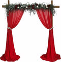 Chiffon Backdrop Curtain-2 Panels -inch Wedding Backdrops, 29x96 – Red
