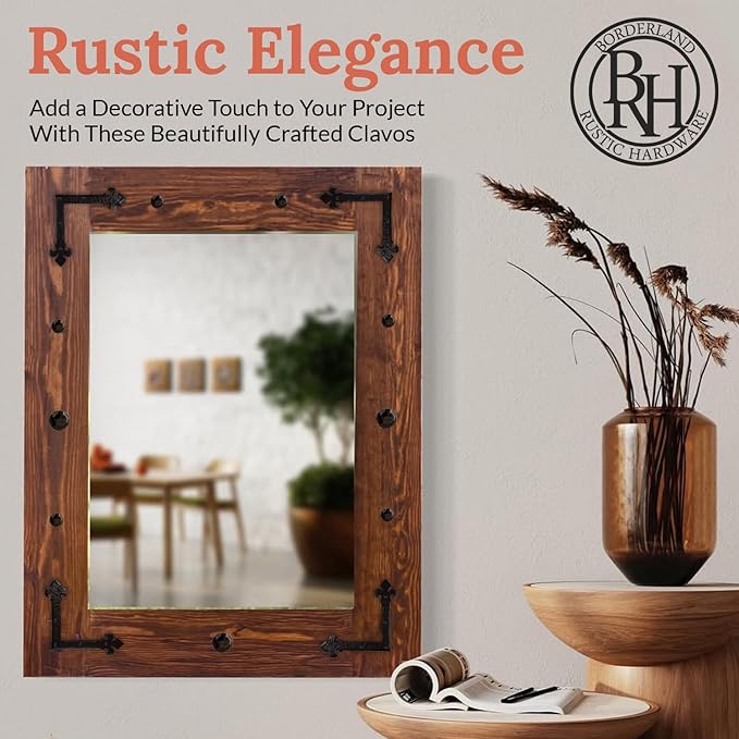 10 Pack 1" Small Round Head Iron Clavos Decorative Nails – Sealed Unfinished – Handmade Handmade Rustic Round Fasteners for Farmhouse Shutter, Barn Door, Shutters and Gates – Ornamental Wood Accent