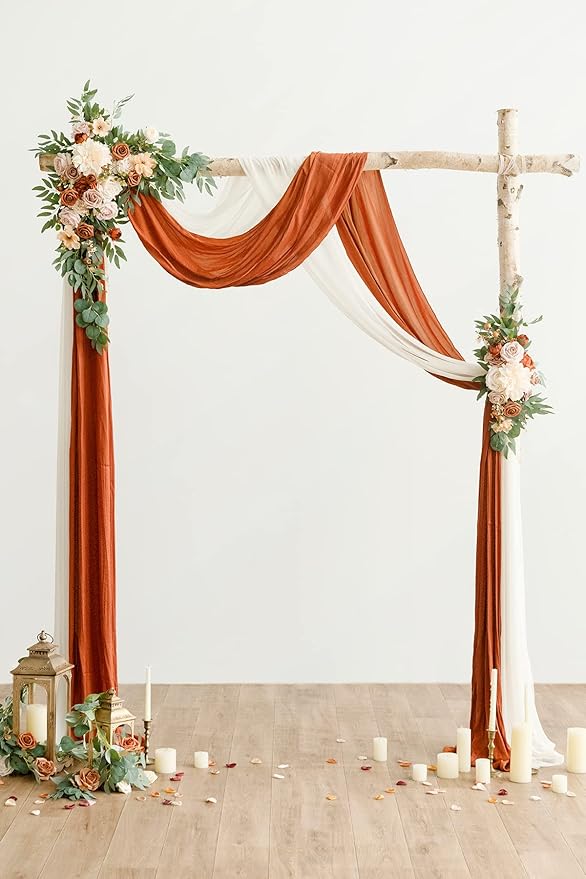 Artificial Flowers Wedding Arch Kit, Terracotta Orange Silk Set