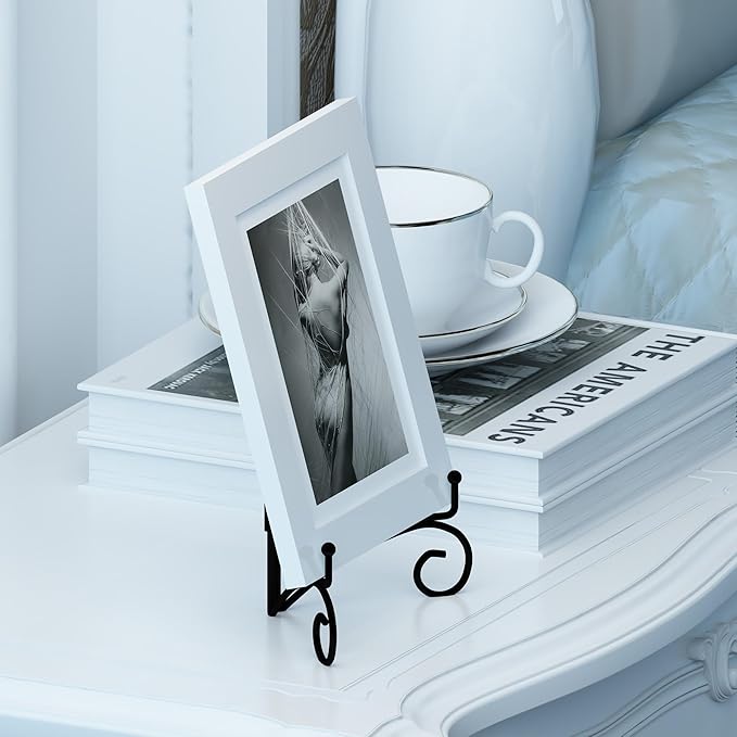 10 Inch Display Plate Holder with Folding Design, Metal Table Stand for Home Decoration, Picture Easel, Photo Frame Stand - Black