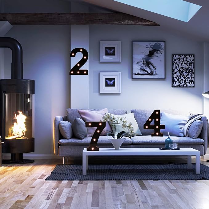 OYCBUZO Light Up Black Alphabet Marquee Number Sign LED Marquee Number Lights Sign for Night Light Home Bar Christmas Lamp Birthday Party Wedding Decoration 5