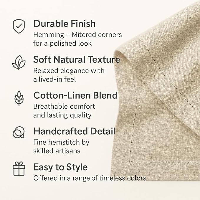 Cotton Linen Placemats Set of 4 – Hemstitch Red Cloth Placemats 14 x 19 Inch – Washable Fabric for Dining, Fall, Halloween, Thanksgiving, Spring, Summer, Wedding, Everyday Décor – Serena