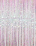 GOER 3.2 ft x 9.8 ft Metallic Tinsel Foil Fringe Curtains Party Photo Backdrop Party Streamers for Birthday,Graduation,New Year Eve Decorations Wedding Decor (Iridescent,5 pcs)