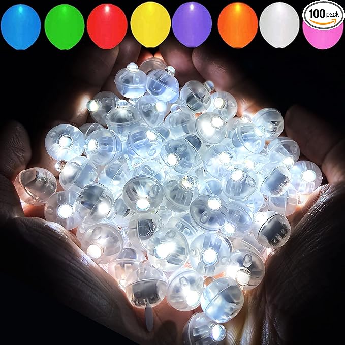 Aogist 100pcs White Balloon Lights,Long Standby Time Waterproof Mini Light,Battery Powered,Round LED Ball Lamp for Latex Balloon Paper Lantern Party Wedding Festival Christmas Halloween Decorative