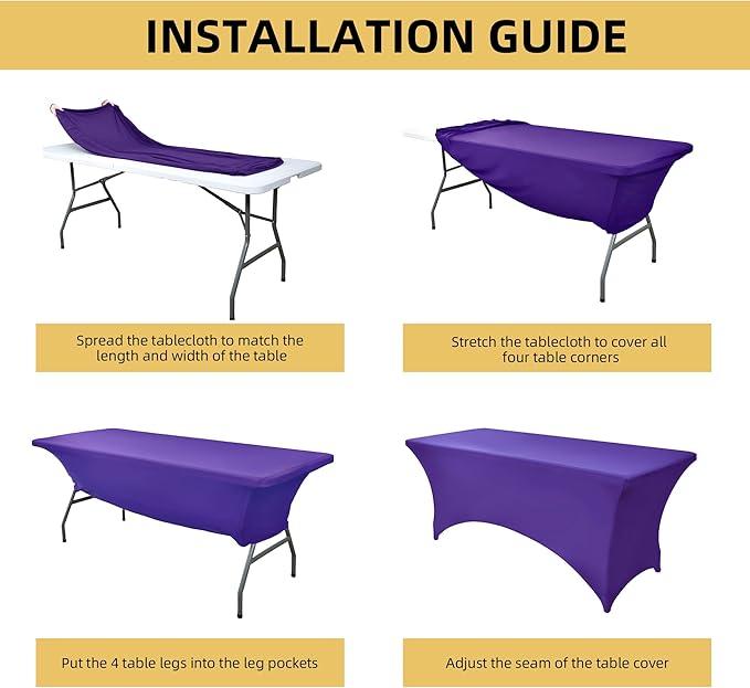 2-Pack 8ft Spandex Table Covers for Rectangle Folding Tables - Washable Elastic Tablecloth - Ultimate Fitted Table Protector for Birthday Parties, Trade Shows, Banquet