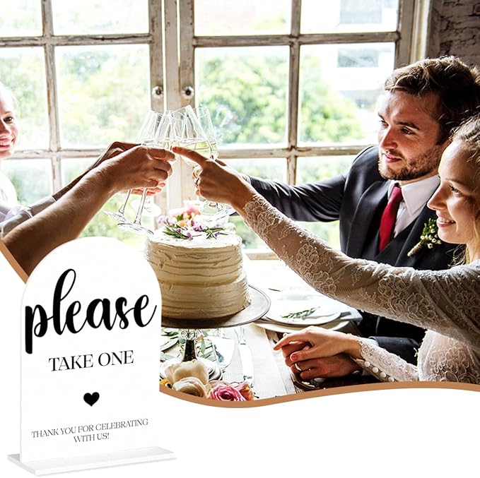Please Take One Sign, Wedding Engagement Bridal Shower Baby Shower Decor for Reception Reception, Weddings White Acrylic Sign