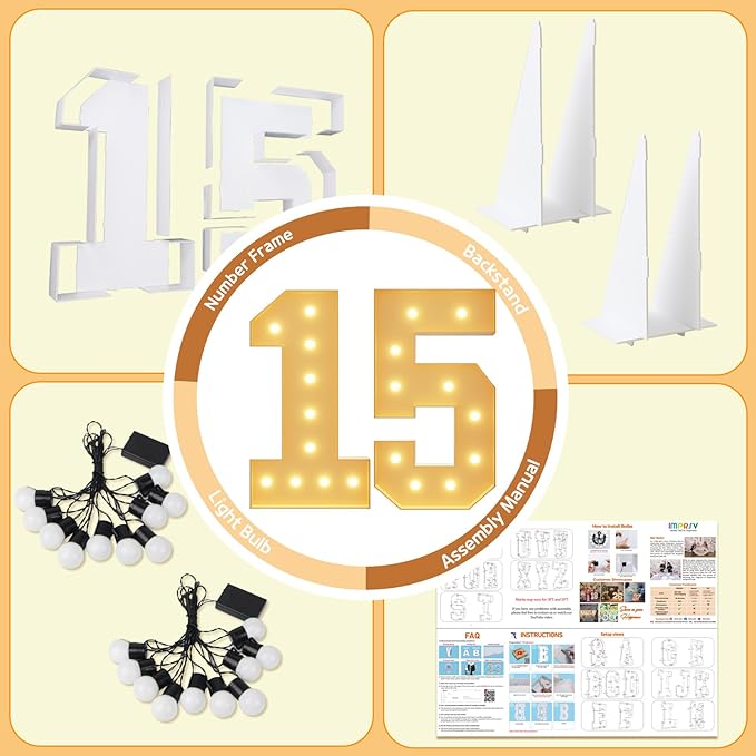 Party Decor Marquee Light Up Numbers, 4-Foot Foam Board