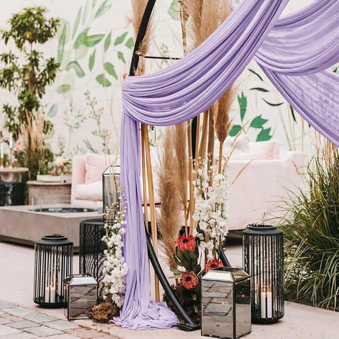 Wedding Arch Draping Fabric 1 Panel 30'' x 18FT Lilac Sheer Chiffon Arch Drapery for Photo Booth Bridal Shower Baby Shower Church Decor Newborn Photography Christening Outdoor Party