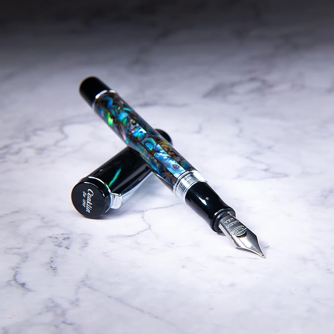 Conklin Duragraph Fountain Pen Abalone Nights - Broad Nib, Elegant Writing Instrument with Stunning Abalone Finish