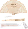 10 PCS Custom Fans Personalized Folding Fans for Line Dancing Wooden Hand Fan Wedding Favors Bulk Fans for Guests Party Event Use (Style16)