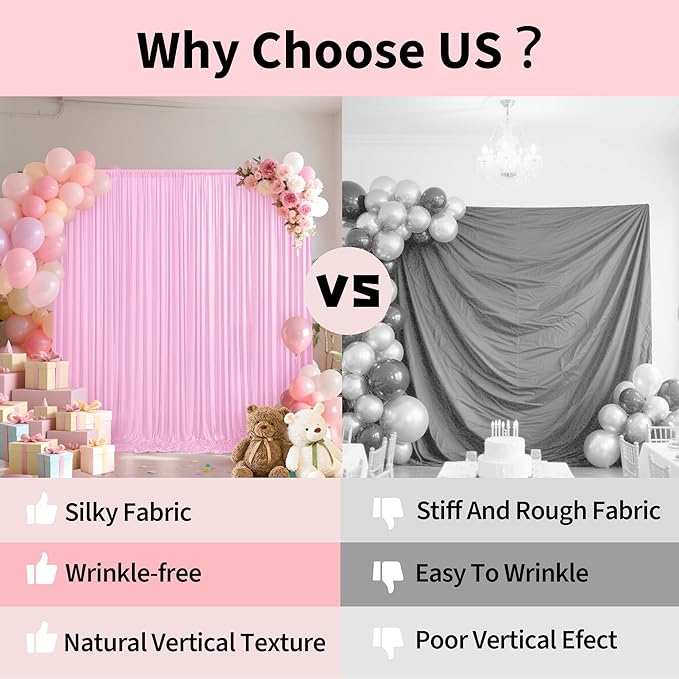 40x10ft Backdrop Curtains for Parties, 8 Panels 5x10ft Curtains Photography Drapes Rod Pocket Curtain Backdrop for Birthday Wedding Baby Shower Home Decor