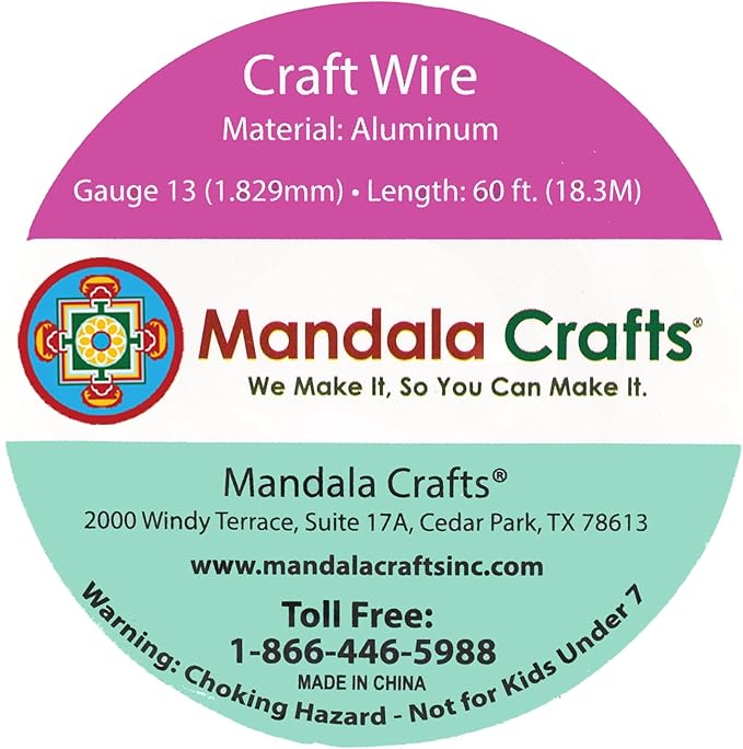Mandala Crafts 13 Gauge Anodized Aluminum Craft Wire for Jewelry Making - 60 FT Colored Flexible Gold Tone Wire - Bendable for Bonsai Armature Crafting Sculpting