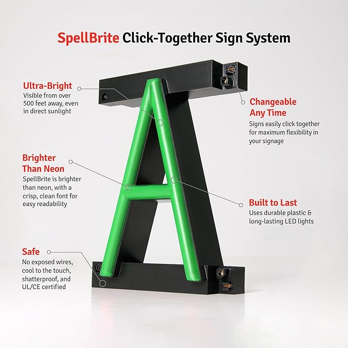 SpellBrite GROWLERS Sign | Beer-Related Sign with Neon Look, Green LED Light Source | 33.0" x 6.3"
