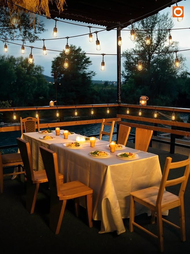 String Lights 48 FT Warm White LED Patio Lights with 25 Shatterproof Bulbs
