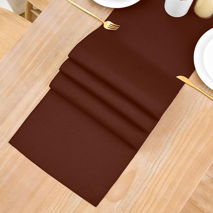 2 Pack Chocolate Table Runner 12 x 72 Inch Solid Color Farmhouse Runners Coffee Table Dresser for Daily Party Home Decoration