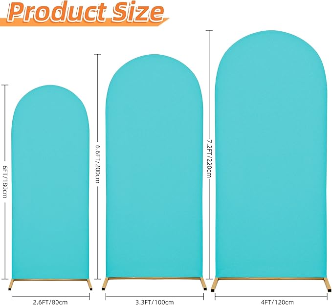 Wedding Arch Cover 7.2FT 6.6FT 6FT Arch Backdrop Cover Spandex Fitted Arch Cover for Round Top Chiara Backdrop Stand Covers for Wedding Birthday Party Baby Shower Banquet Ceremony Decoration
