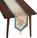 patdrea Designer French Elegant Wild Flowers Velvet Table Runner 87 Inch Long, Beige Pink Floral Pattern Table Mat, Decoration for Kitchen Dining Coffee Table Cabinet Banquet Thanksgiving,12"*87"