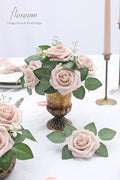 Artificial Flowers Real Looking Nude Foam Fake Roses with Stems, 25pcs