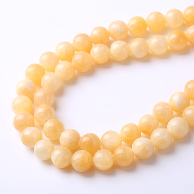 Rice Topaz Stone Beads Gemstone Round Crystal Energy Jade Beads Stone Beads for Jewelry Making DIY Bracelet Necklace Jewelry Making 1 Strand 15.5inch 60PCS 6MM