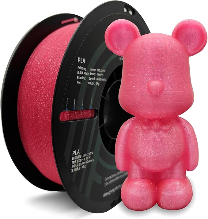 3D Printing Filament, Glitter Pink PLA, 1.75mm, 1 kg Spool