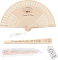 50 PCS Custom Fans Personalized Folding Fans for Line Dancing Wooden Hand Fan Wedding Favors Bulk Fans for Guests Party Event Use (Style13)