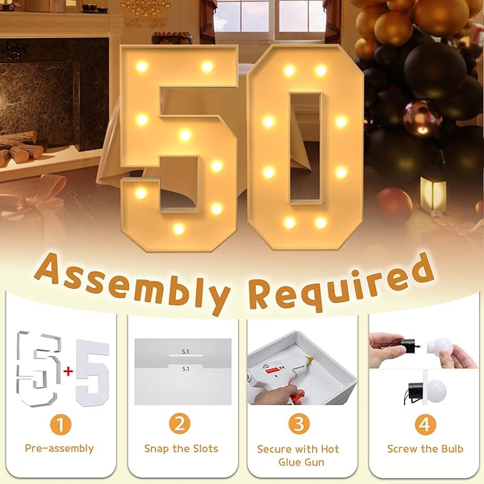 Marquee Number 50 Block Sign, 3FT Party Decoration