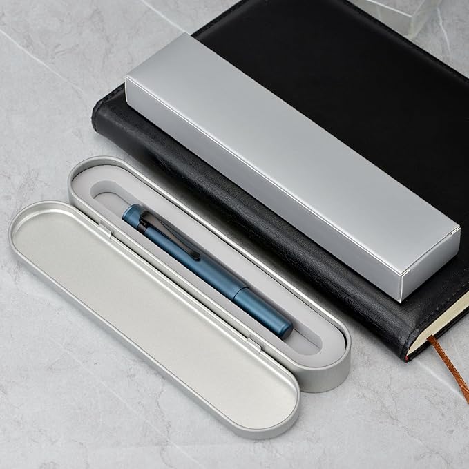 Hongdian M2 Black Forest Mini Fountain Pen, Medium Soft Nib & Sleek Shape Aluminium Short Pocket Travel Pen (Midnight Blue)