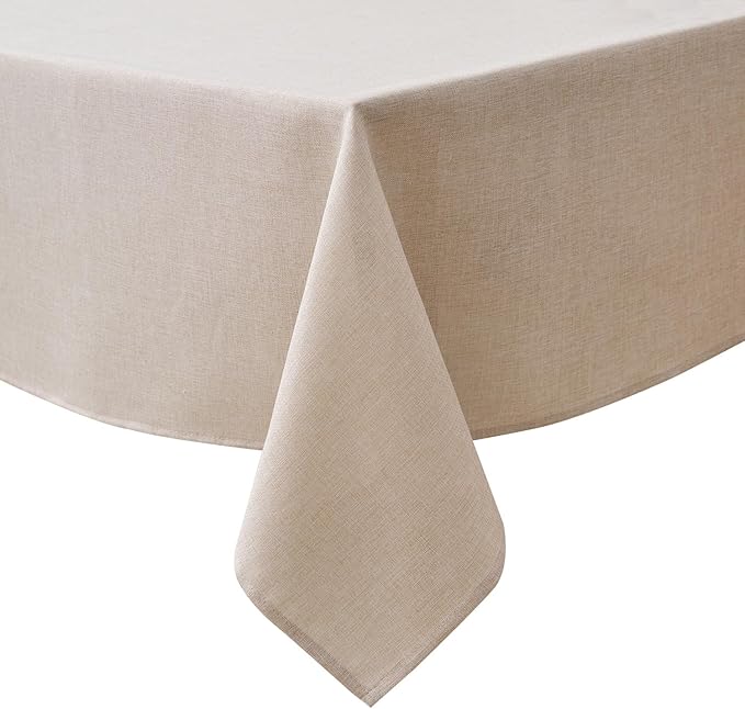 NLMUVW Linen Tablecloth Rectangle 6ft, Rustic Textured Table Cloth Water Resistant Farmhouse Table Cover for Kitchen Dining Party Coffee, 54x78 Inch