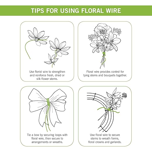 FloraCraft 24 Gauge Floral Wire 0.5 Pound Spool Green