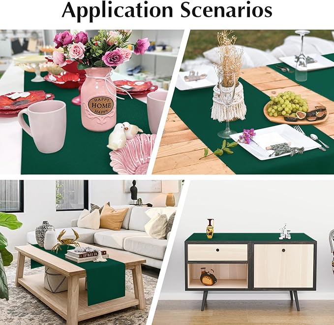 2 Pack Green Small Short Table Runner 12 x 48 Inch Solid Color Runners Coffee Table Dresser for Daily Party Home Decoration