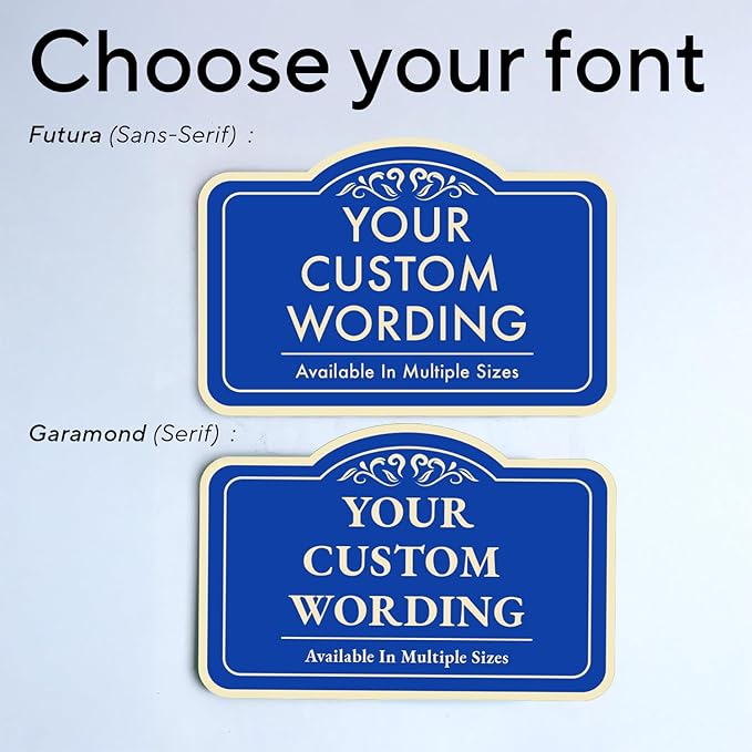 Custom Decorative Outdoor Metal Signs, Personalized Aluminum Signs, Customized Driveway Signs, Waterproof Signs Made In USA, Design 1 Blue Steel 36x24 In